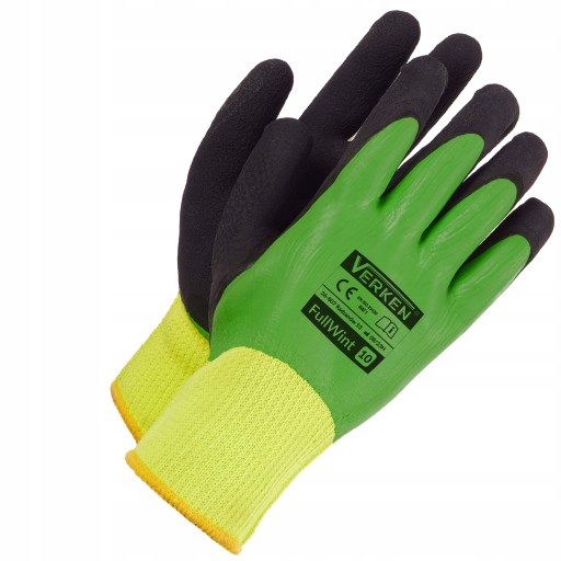 Zateplené, nepremokavé pracovné rukavice potiahnuté latexom, 1 pár, XL