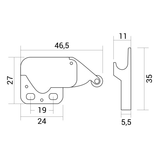 MINI LATCH kovová západka na nábytok PUSH TO OPEN