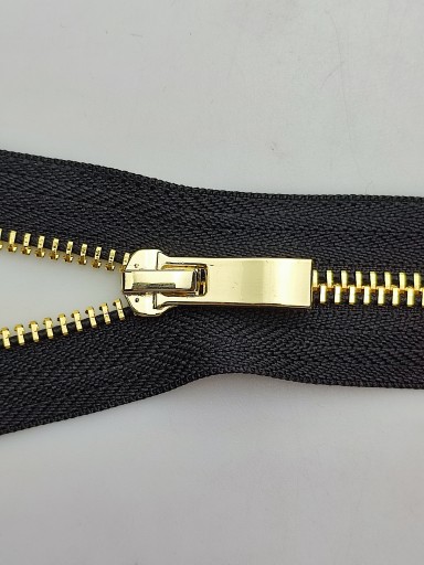 Kovový posuvný zámok na zips #5, leštené zlato, 75 cm