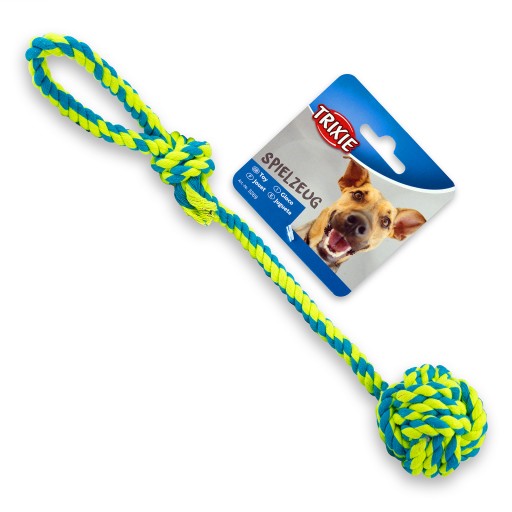 BAVLNENÉ ZHROUPADLO S LOPTIČKOU PRE PSA 50 CM