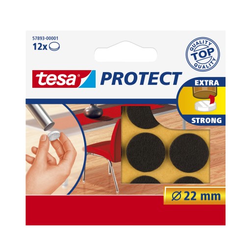 PEVNÉ PLSTENÉ PODLOŽKY NA STOLOVÉ STOLIČKY FI 22mm x12ks HNEDÁ TESA 57893