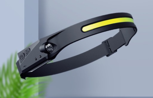 COB LED čelovka na beh, USB-C baterka, AKU pohybový senzor, 4v1