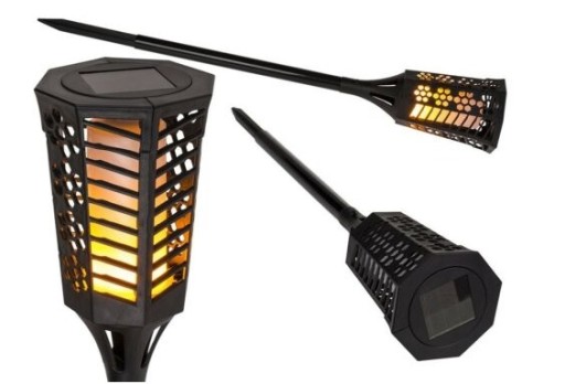 LED SOLÁRNE SVIETKO 57CM ZÁHRADNÁ SOLARNÁ LAMPA S EFEKTOM PLAMEŇA