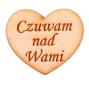 Drevené SRDCE s nápisom BLÍŽIM NA TEBA, 3 cm, pre anjela, 5 kusov