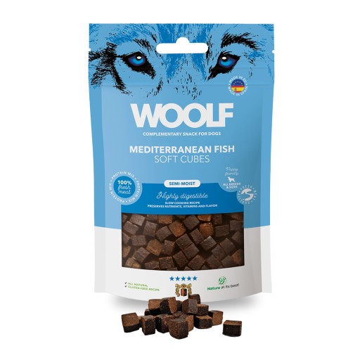WOOLF MÄKKÉ KOCKY STREDOMORSKÝ PSI POKLAD ZO STREDOMORSKÝCH RYB 100g