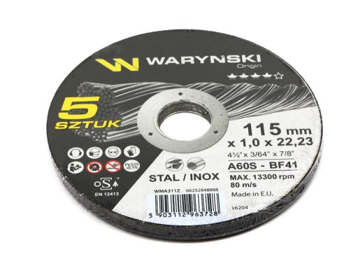 Kovový rezací kotúč 115x1,0x22,23 mm Waryński
