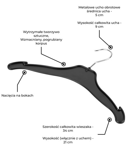 Vešiak - 10 ks prémiové 34 cm vystužené závesné univerzálne vešiaky