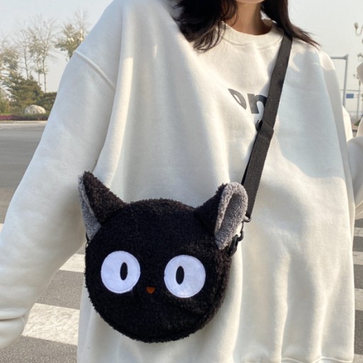 TAŠKA BLACK CAT, ČIERNA KOŽUŠINA, pre dámske dievčatá