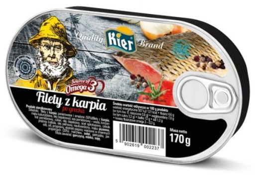 Filety z kapra na grécky spôsob konzerva Omega 3 Filety z kapra na grécky spôsob 170g KIER