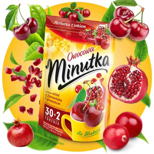 Express Ovocný čaj so šťavou Čerešňa Brusnica Granátové jablko 32 T. Minutka