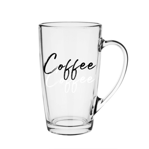 Pohár s uškom na kávu, čaj, 400 ml latte