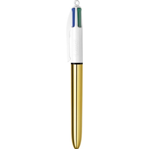 BIC 4 Colors Shine zlaté vysúvacie guľôčkové pero, 4 farby