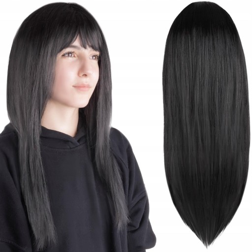 DLHÁ ROVNÁ ČIERNA VLASOVÁ Parochňa S OFINOU 67CM