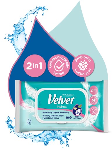 Zamatový vlhčený toaletný papier INTIMA 1 ks