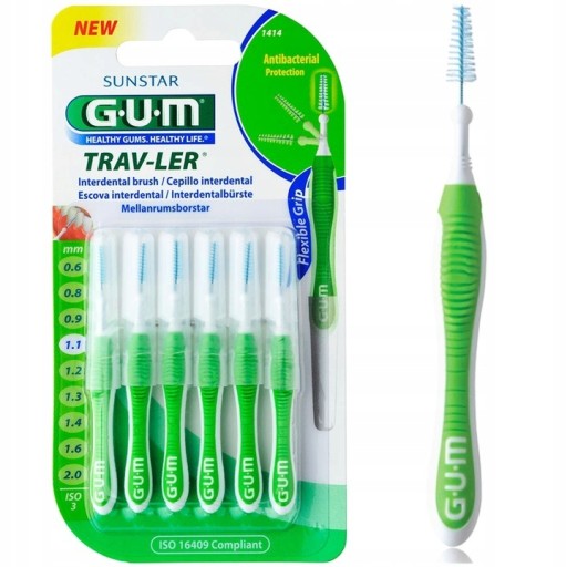 GUM medzizubné kefky 1,1 mm stierače – 6 kusov