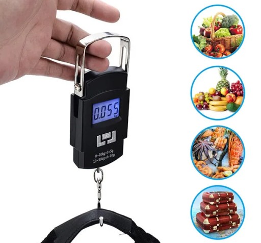 LETISKÁ VÁHA BATOŽINY TURISTICKÁ CESTOVANIE RYBOLOV LCD 50kg + BATÉRIA
