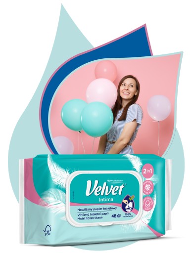 Zamatový vlhčený toaletný papier INTIMA 1 ks