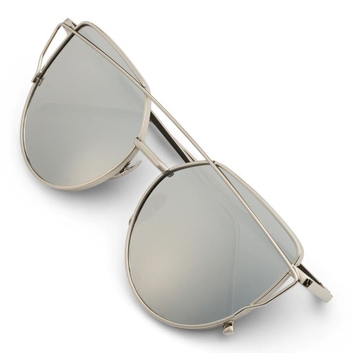Dámske strieborné slnečné okuliare cat eye SLR