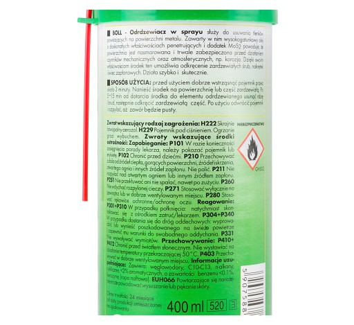 SPREJ NA ODSTRAŇOVANIE HRDZE 400 ML - BOLL