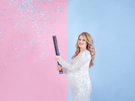 MODRÁ KONFETTIOVÁ STRÚĽKA PRE ROČNÉHO CHLAPCA GENDER REVEAL 60 CM