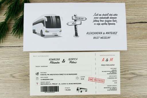 Svadobné oznámenia svadobné AUTOBUSOVÝ LÍSTOK