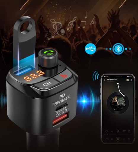 BLUETOOTH AUTO VYSIELAČ FM MP3 RÝCHLA NABÍJAČKA 3 x USB QC 3.0