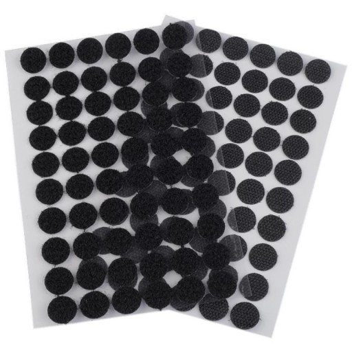 Samolepiace krúžky na suchý zips 15mm 60 párov ČIERNA