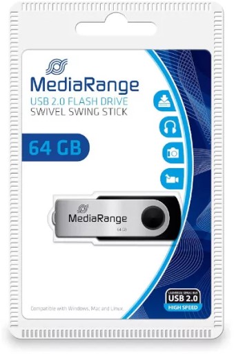 Reverzibilná USB 2.0 pamäťová jednotka MediaRange 64 GB