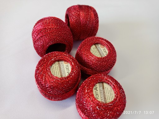 Camellia YarnArt metalická šnúra, červená416