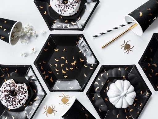HALLOWEENSKÉ DEKORÁCIE HRNČEKY, BLACK BTS x6