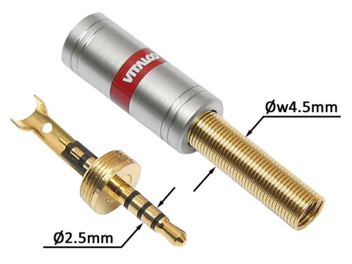 Zástrčka JACK 2,5mm 4P TRRS HQ CHROME VITALCO