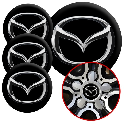 4 Emblémy Ráfik Stredy Náboje Kolesá MAZDA TOP SET 56mm
