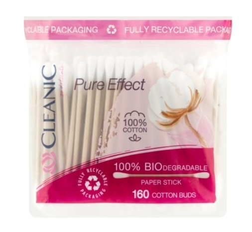 Vatové tyčinky Cleanic Pure Effect, 160 kusov