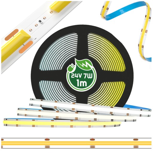 COB LED pásik 7W 1M 24V IP20 Silné neutrálne jasné svetlo 320LED Ekonomický