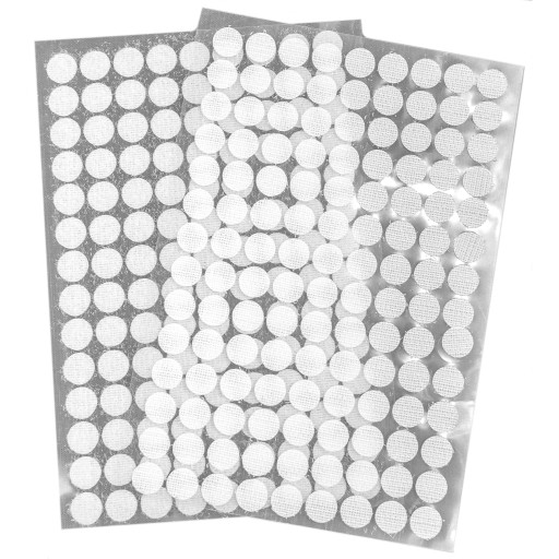 Samolepiace krúžky na suchý zips 10mm 126 párov BIELY