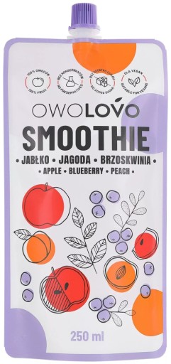 OWOLOVO Smoothie jablko-čučoriedka-broskyňa 250 ml | OVOCIE bez CUKRU