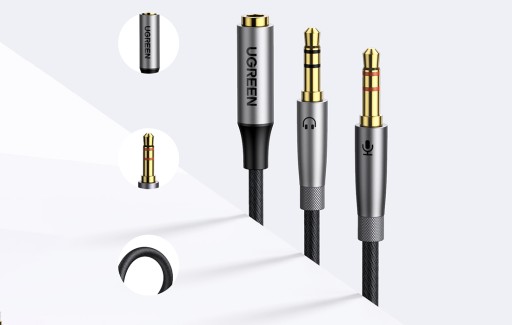 UGREEN KÁBLOVÝ ADAPTÉR AUDIO AUX SPLITTER SLÚCHADLÁ MINIJACK MIKROFÓN 20CM