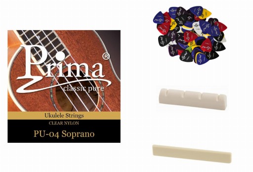 SOPRÁN UKULELE STRUNY + SEDLÁ SADA +