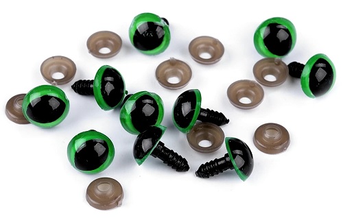 Oči pre hračky maskota 14 mm zelené - 1 pár