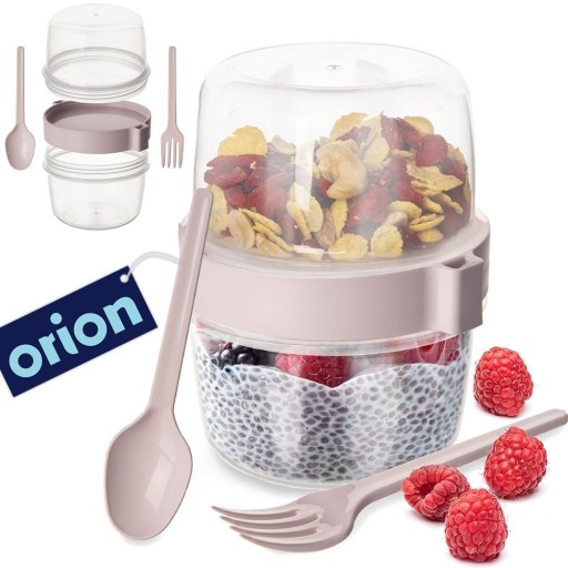 LUNCHBOX nádoba na jogurtový müsli ovocný šalát + príbor 370 ml
