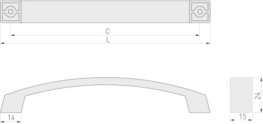 Nábytková úchytka UZ-G0, C=128 mm, L=142 mm, ZnAl, farba: chróm, GTV