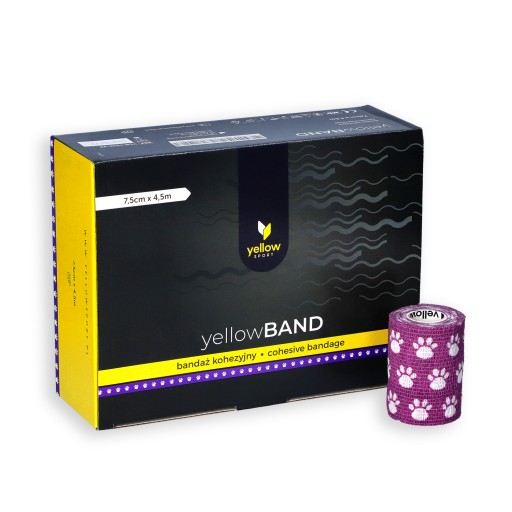 Samolepiaca stabilizačná súdržná bandáž YellowBAND 7,5cm fialové labky