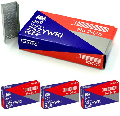 Sponky z pozinkovanej ocele Grand 24/6 1000 ks. x4 balíky