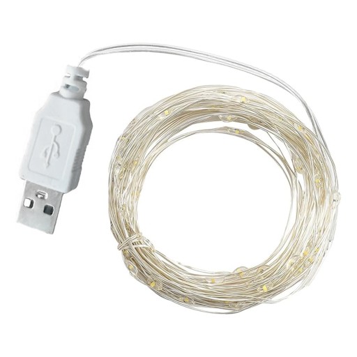 LED VIANOČNÉ SVIETIDLÁ REŤAZOVÁ GARLANDA VIANOČNÝ STROMEC USB 100LED 10m 2700K