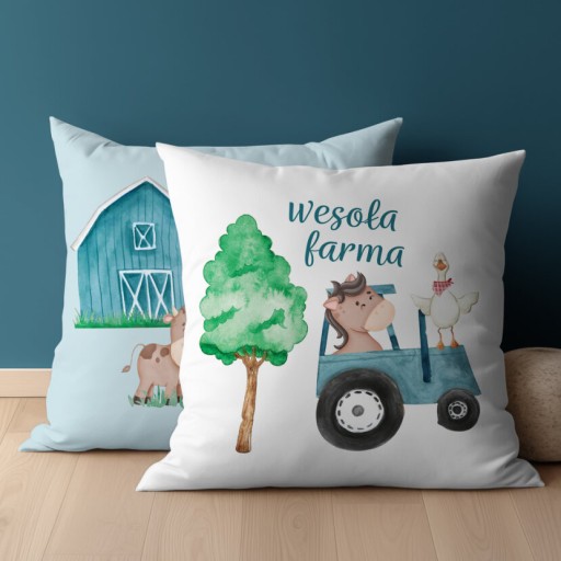 Bavlnená obliečka na vankúš 40x40 cm Detexpol traktor farmárske zvieratá bavlna