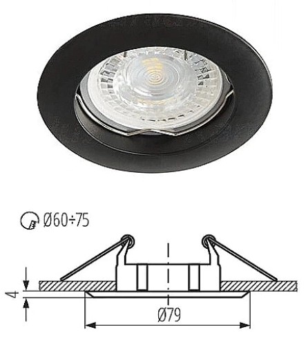 Kanlux LED stropné bodové halogénové svietidlo VIDI 10W čierne