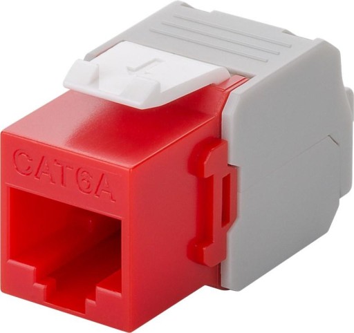 Keystone CAT6A RJ45 zásuvka, UTP, červená