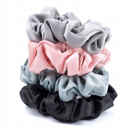 4 x SCRUNCHIE SATÉNOVÁ RUBA NA VLASY, SADA 4 ks