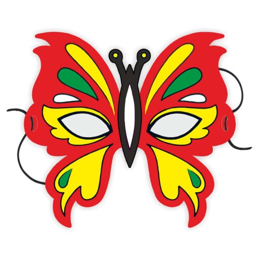 Papierová MASKA BUTTERFLY motýľ JARNÉ ČERVENÉ tlačidlo