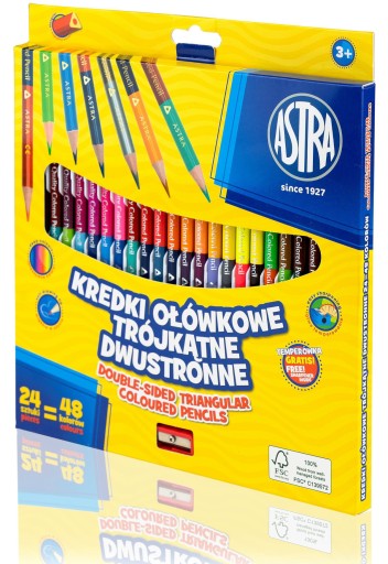 Astra OBOJSTRANNÉ ceruzky 24 pasteliek, 48 farieb + strúhadlo
